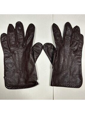 Vtg Fownes Genuine Leather Gloves Brown Unlined Unisex Stitches Driving Sz M